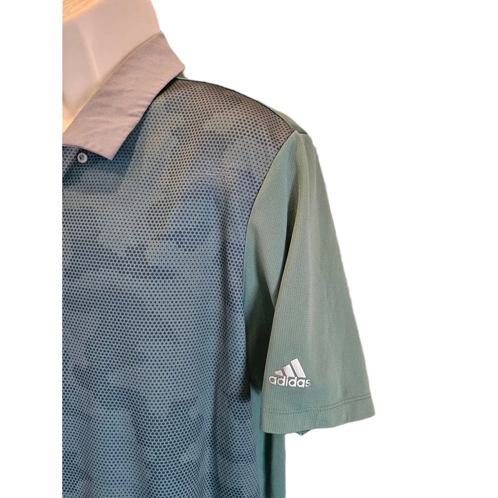 Adidas clima lite polo size large green camo with club logo EUC